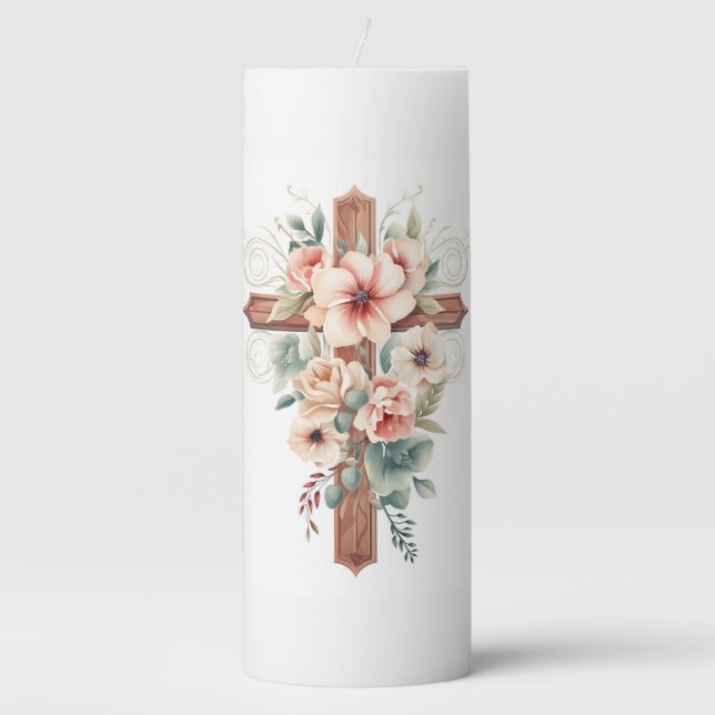 Cross Pillar Candle  (Front)