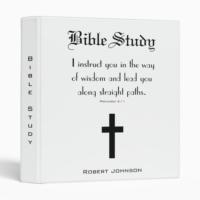 Cross & Proverb Christian Bible Study 3 Ring Binder (Front/Spine)