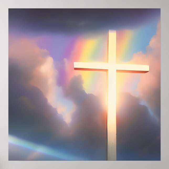 Cross & Rainbow Sky Poster (Front)