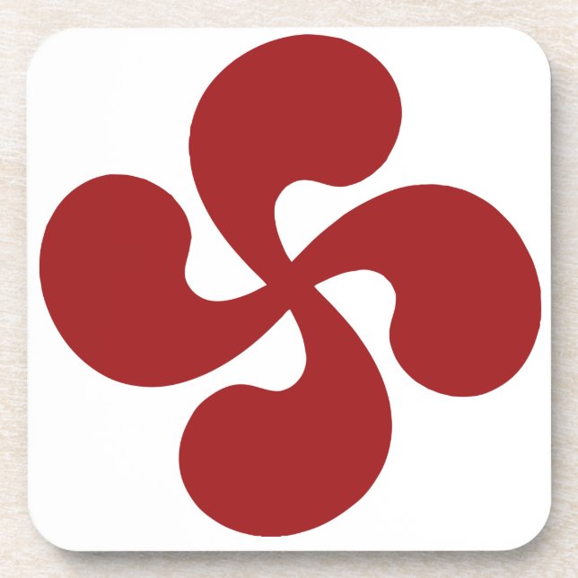 Cross Red Basque Lauburu Drink Coaster (Front)