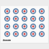 Cross Red Blue Compromised Immune System Classic Round Sticker | Zazzle