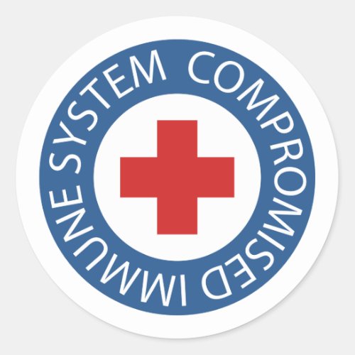 Cross Red Blue Compromised Immune System Classic Round Sticker