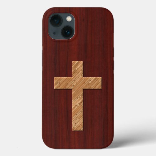 Cross Redwood with Ebossed White Pine iPhone 13 Case