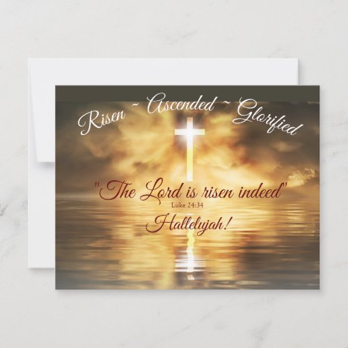 Cross reflected in calm water Christ Risen Card