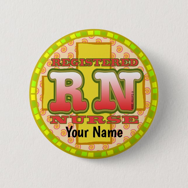 Cross RN Nurse Button (Front)