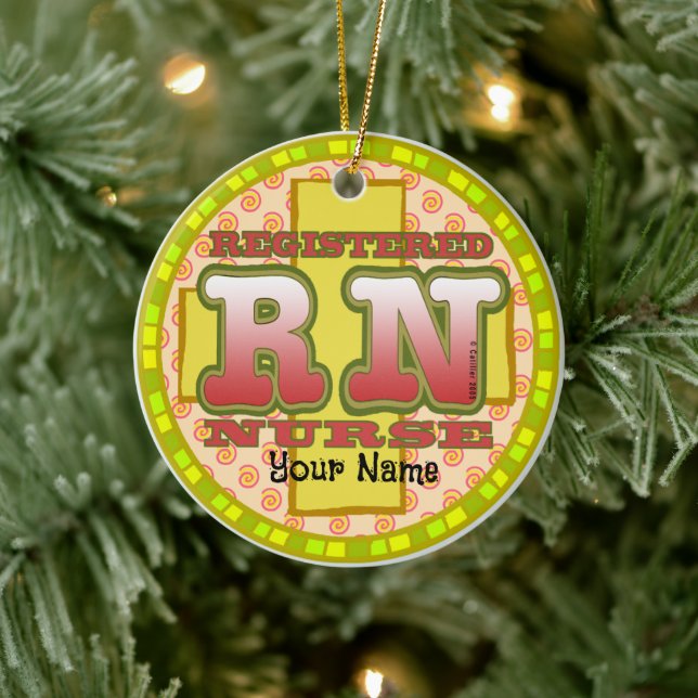 Cross RN Nurse Ceramic Ornament (Tree)