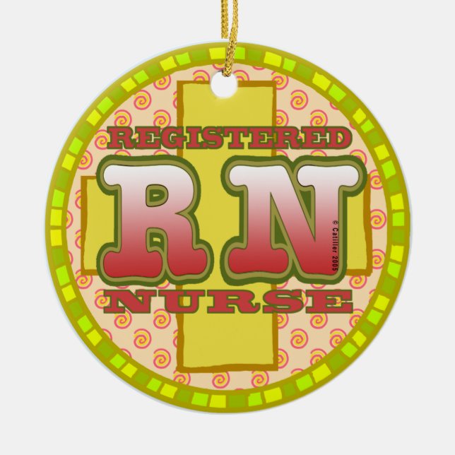 Cross RN Nurse Ceramic Ornament (Front)