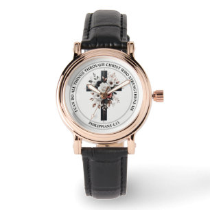 Cross, Roses and Bible Verse Watch