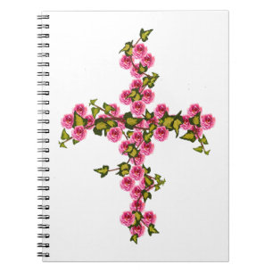 Cross roses and ivy notebook