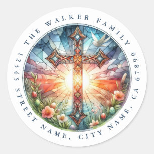 Cross Round Stickers