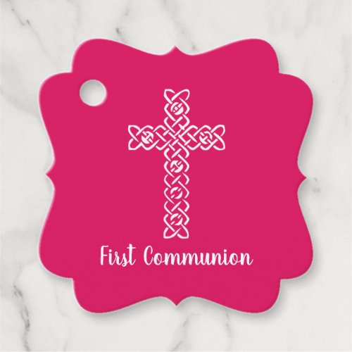 Cross  Ruby Pink Communion Baptism Christen Favor Tags