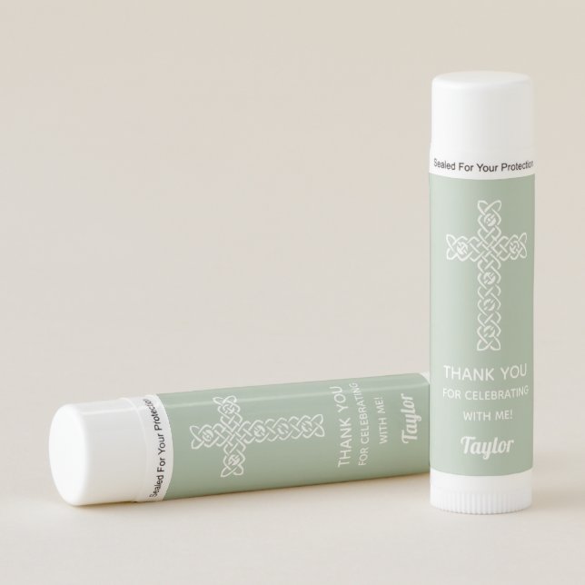 Cross Sage Green Thank You Favors Lip Balm (Front)