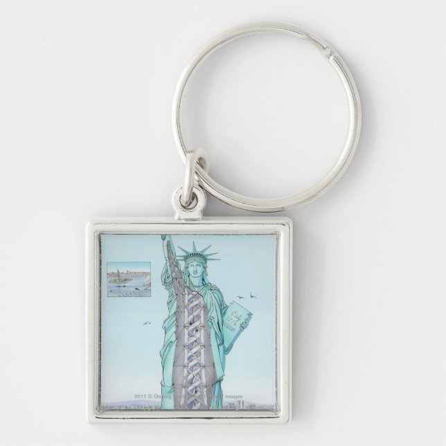 Cross section illustration of Statue of Liberty Keychain (Front)