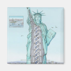 Cross section illustration of Statue of Liberty Magnet