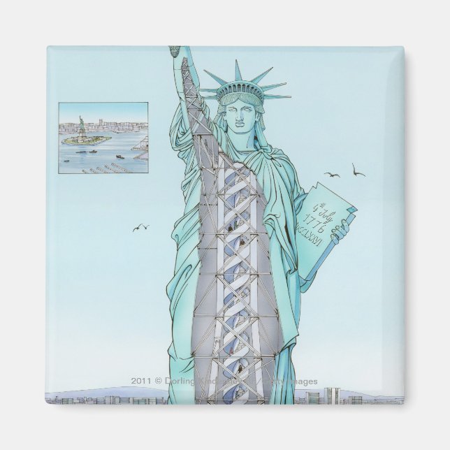 Cross section illustration of Statue of Liberty Magnet (Front)