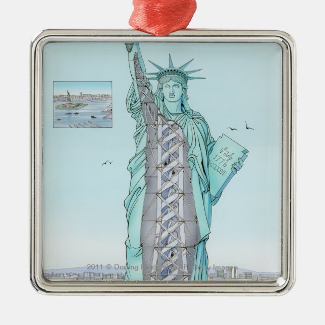 Cross section illustration of Statue of Liberty Metal Ornament (Front)