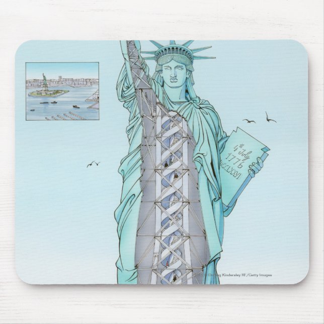 Cross section illustration of Statue of Liberty Mouse Pad (Front)