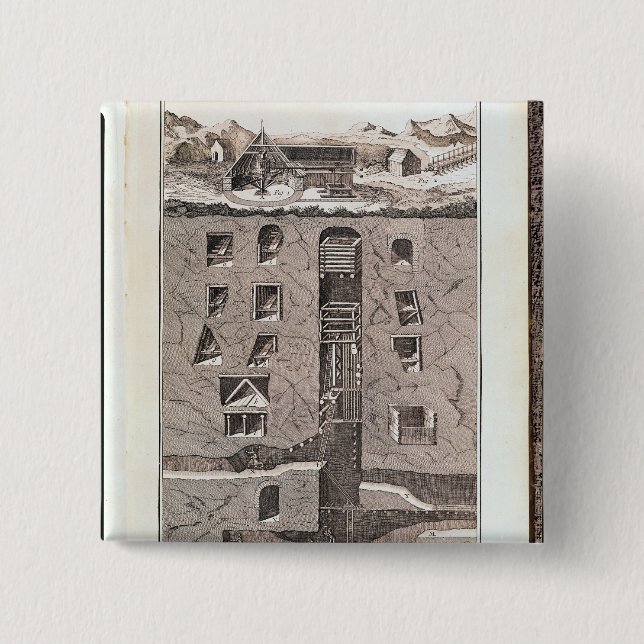 Cross-section of a mine pinback button (Front)