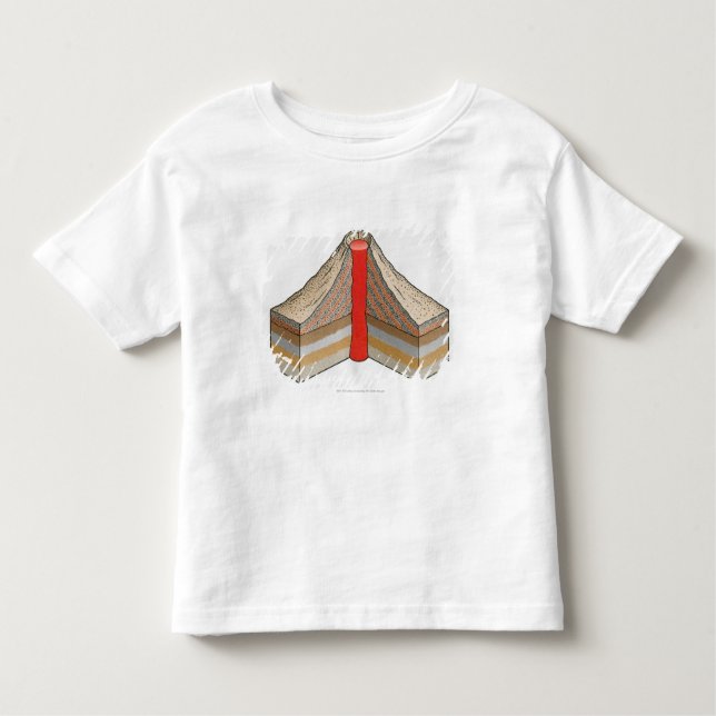 Cross-section of an ash-cinder volcano toddler t-shirt (Front)