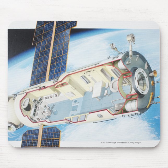 Cross section of solar powered space station mouse pad (Front)
