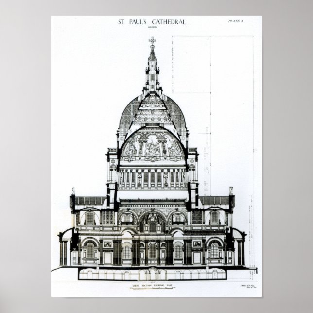 Cross section of St. Paul's Cathedral Poster (Front)