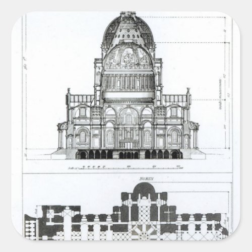 Cross section of St Pauls Cathedral Square Sticker