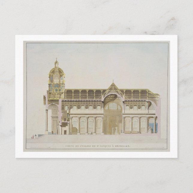 Cross Section of the Church of St. Jacques, Brusse Postcard (Front)