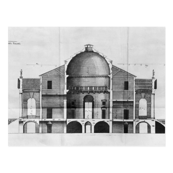 Cross section of the Villa Rotonda near Post Cards