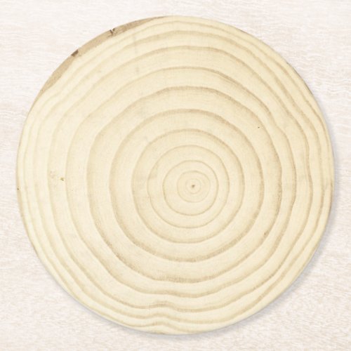 Cross Section Pine Tree Wood Growth Rings Round Paper Coaster