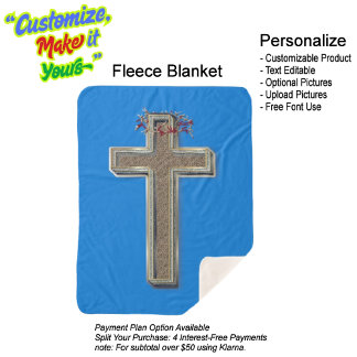 Cross Sherpa Blanket with Blue Background