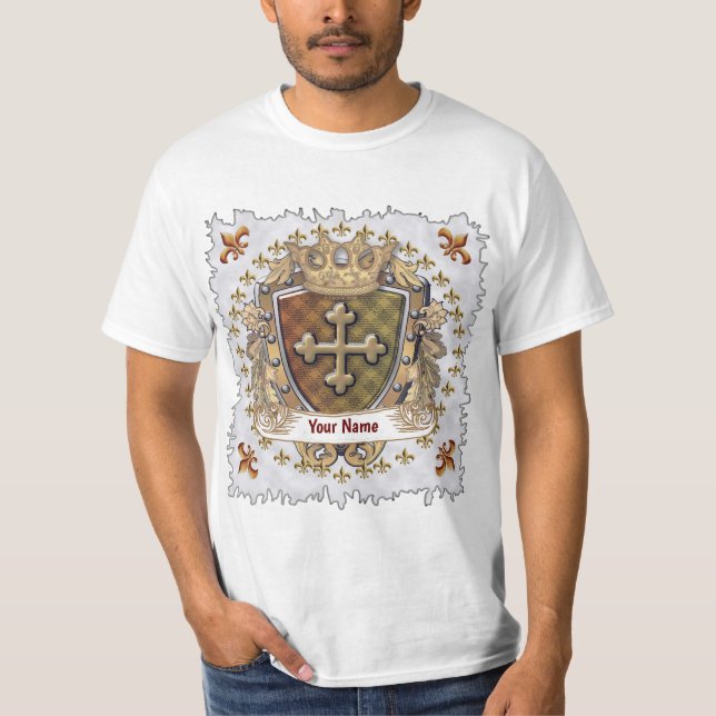 Cross  Shield Family Crest Surname  t-shirt  (Front)