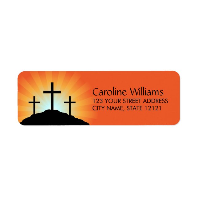 Cross silhouettes against sunrise Christian faith Label (Front)
