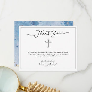 Cross Simple Scrift Funeral Thank You Card