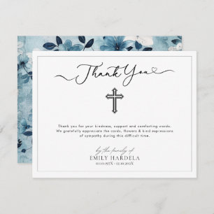 Cross Simple Scrift Funeral Thank You Card