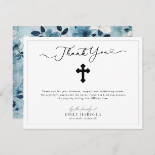 Cross Simple Scrift Funeral Thanks Card