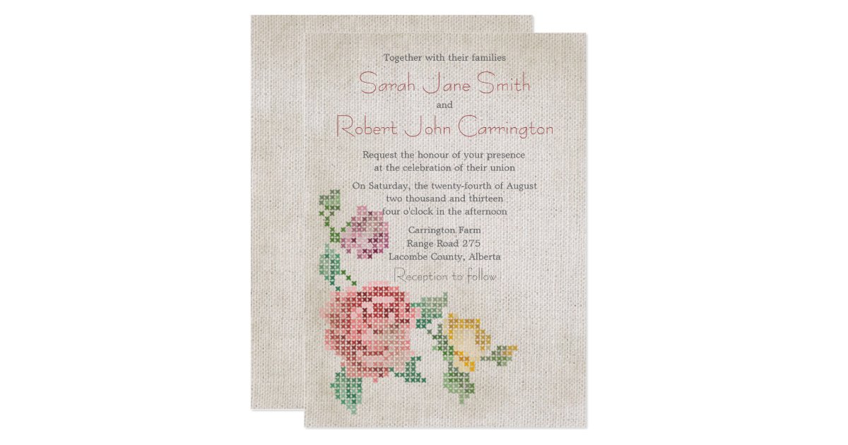 Cross Stitch Wedding Invitations 4