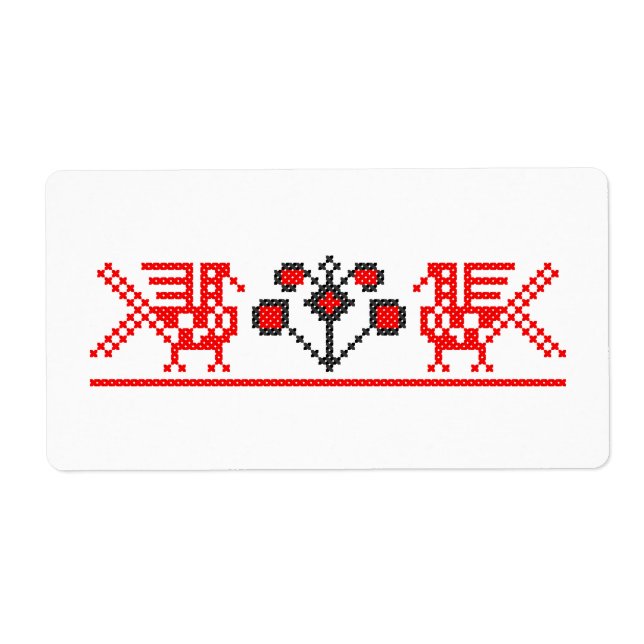 Cross-stitch birds label (Front)
