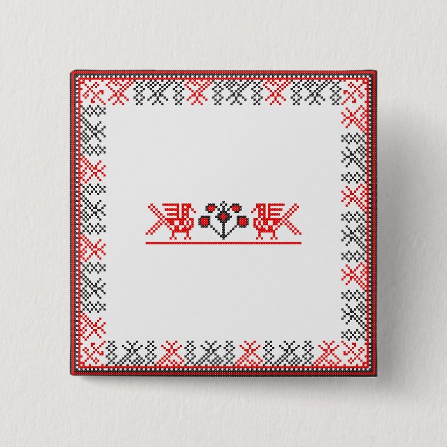 Cross-stitch birds pinback button (Front)