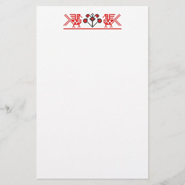Cross-stitch birds stationery (Front)