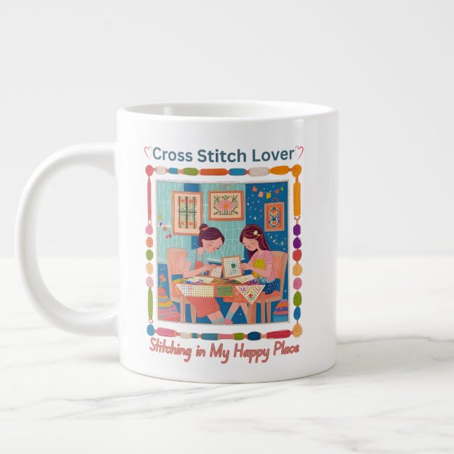 Cross Stitch Buddy Giant Coffee Mug (Left)
