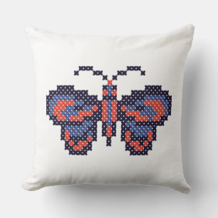 CROSS-STITCH butterfly Throw Pillow