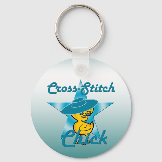 Cross-Stitch Chick #7 Keychain (Front)