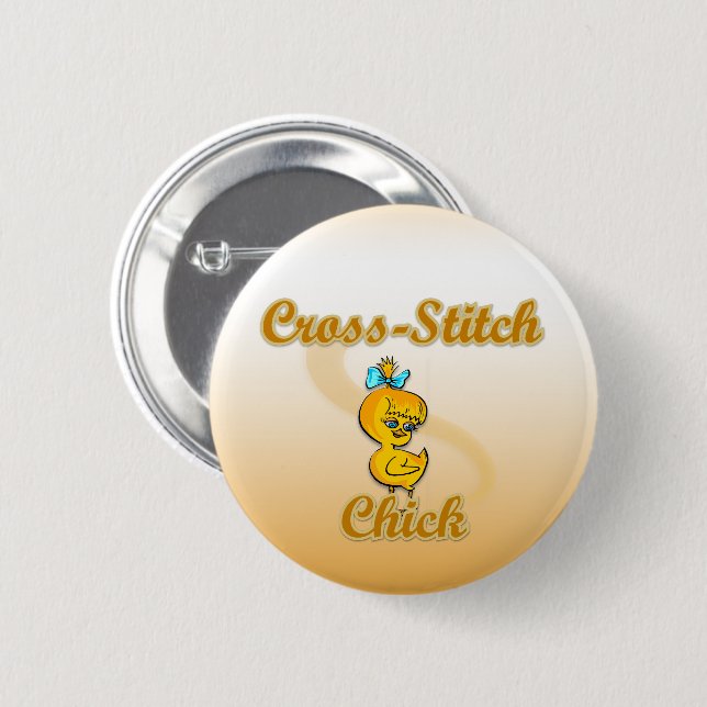 Cross-Stitch Chick Button (Front & Back)