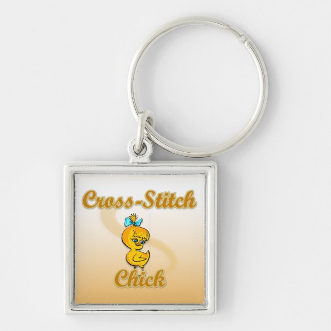 Cross-Stitch Chick Keychain (Front)