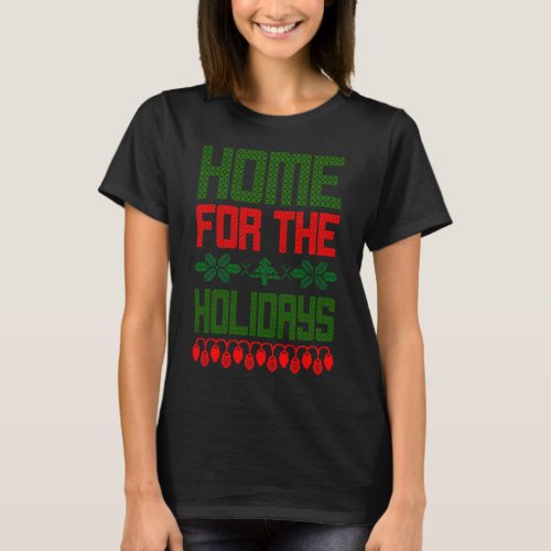 Cross stitch Christmas Tee Home For The Holidays