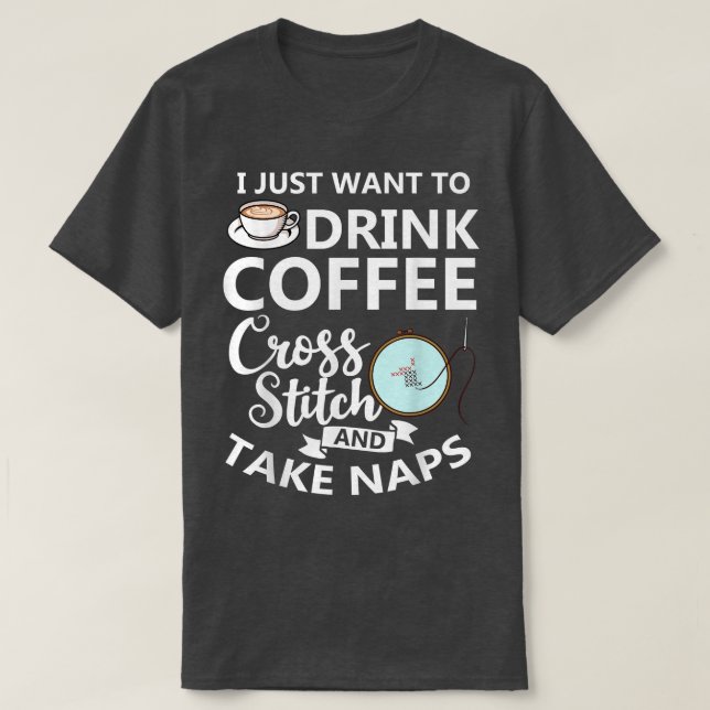 Cross Stitch Counted Pattern Beginner Alphabet Nee T-Shirt (Design Front)