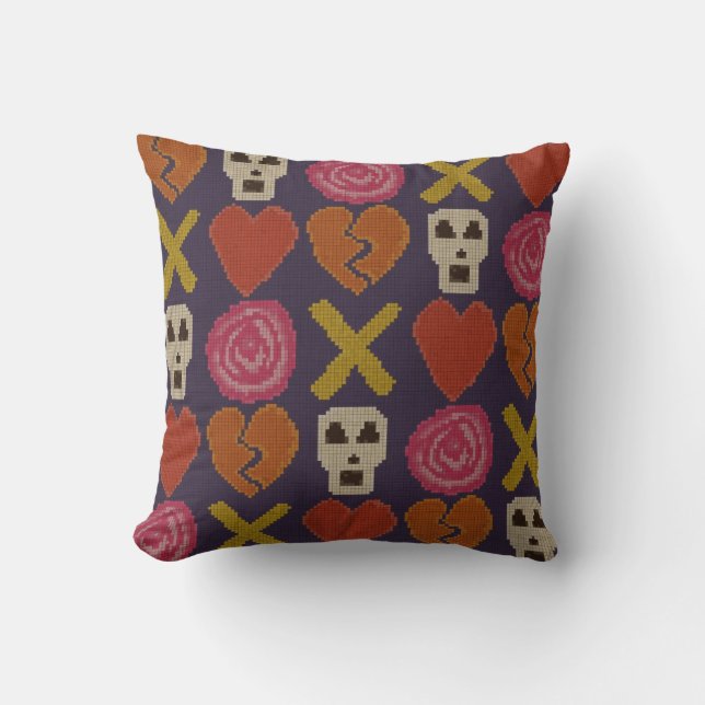 cross stitch cross love throw pillow (Front)