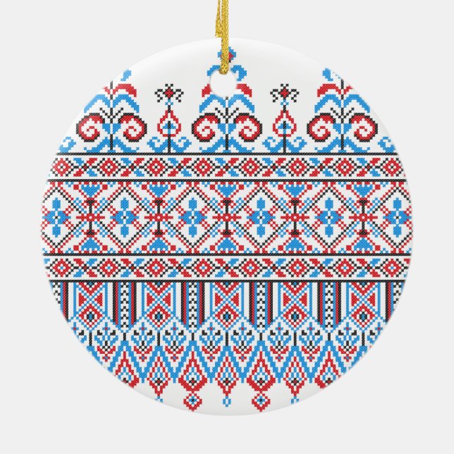 Cross-stitch design ceramic ornament (Back)