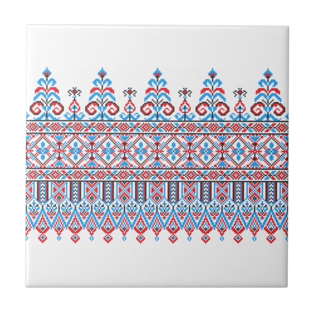 Cross-stitch design ceramic tile (Front)