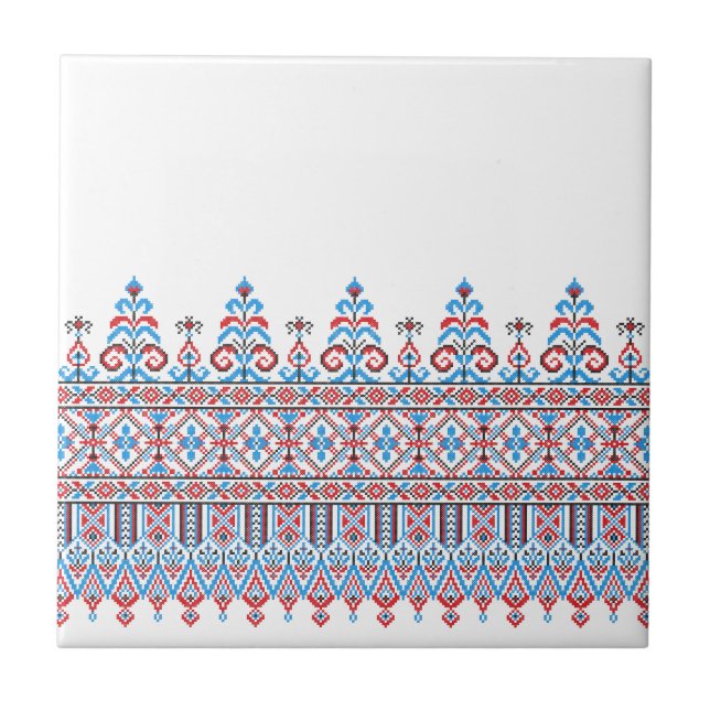 Cross-stitch design ceramic tile (Front)